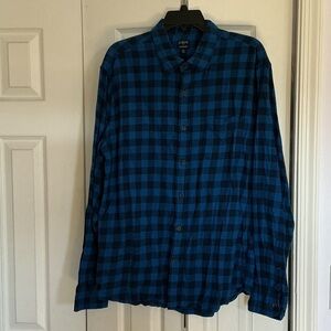 J. Crew Men’s Blue and Black Check Button-Down Shirt